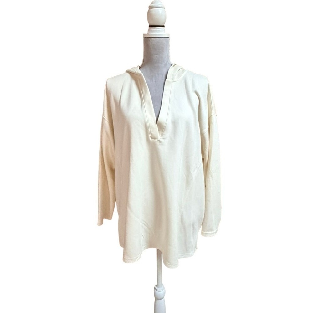 Motherhood Scuba Hoodie Womens M Cream Maternity Pullover Oversized Soft Lounge